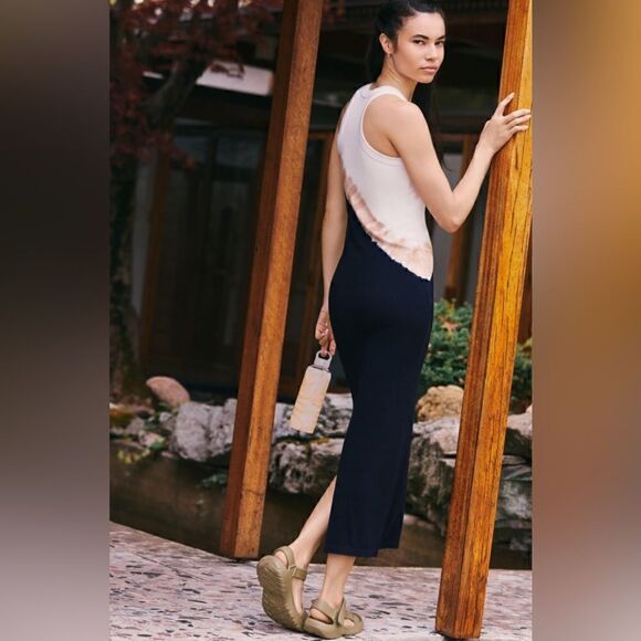 Anthropologie x Electric & Rose Venice Ribbed Maxi Dress M in pink white navy - Picture 3 of 8